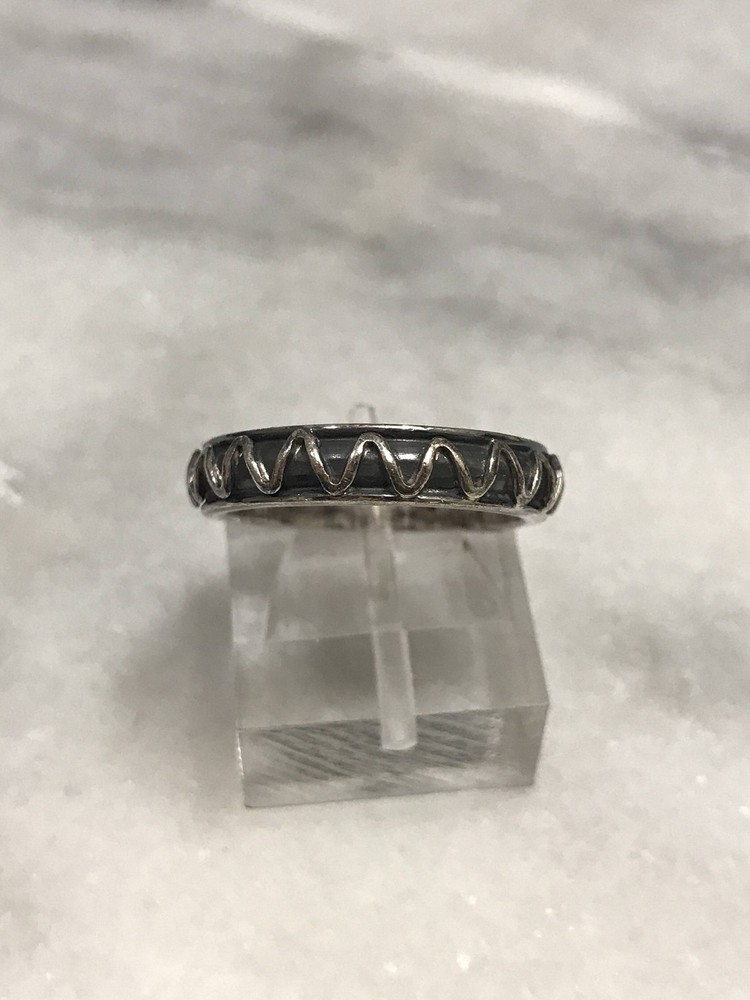 sz 6, BA Suarti Indonesia sterling silver handmade ring, 925 wave textured band