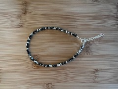 New Mother of Pearl, Pewter & Sterling Silver Handmade Anklet 9 1/2 to 11 in-A53