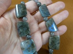 v506-1) 24″ chunky blue gray white Labradorite gemstone beaded bead necklace