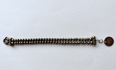 Del Brenna Italian Jewelry – Bead Chain Bracelet – Silver w Antique Gold Finish