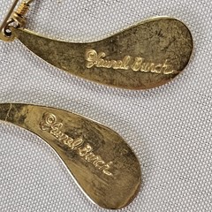 Vintage 1980s Laurel Burch Purple w/ Gold Tone Teardrop Earrings Ear Wires READ⬇