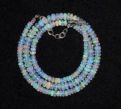 925Silver 18in Natural Ethiopian Opal Beads Necklace Fire Opal Gemstone Necklace