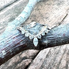 Chevron Band, Lab Grown Moissanite Ring Sterling Silver 925 , VVS D Color