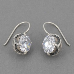 Retired Silpada Oxidized Sterling Silver Cubic Zirconia Drop Earrings W1863 HTF