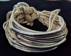 Gillian Julius Multi Tube Silver And Taupe String Bracelet