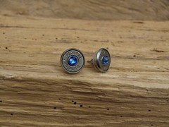 Stainless Steel Bullet Stud Earrings. Optional Glass Crystal.