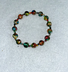 Handmade Stretchy Bracelet Jasper Stone Multi Color Size Glass Beads