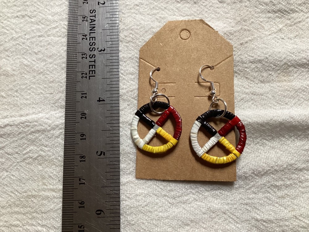1 inch four color porcupine quilled earrings