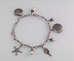 Fab! Beach Life Pearl Charm Anklet Bracelet Sterling Silver CSX Thailand 925