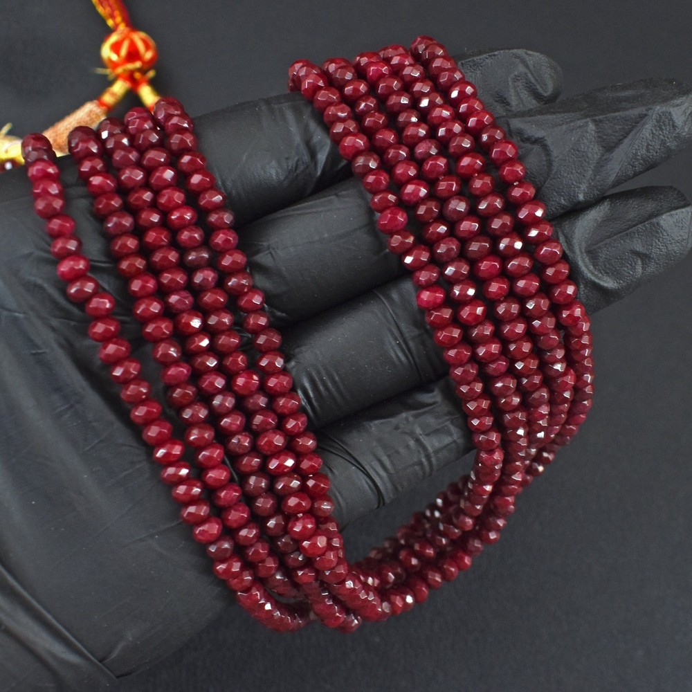 Elegant 333.00 Cts Ruby Amazing Cut 5 Strand Beaded Necklace Jewelery RK 25 E836