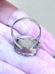LOVELY, Unique Vintage Artisan Sterling Silver & Chrysocolla/Malachite Ring