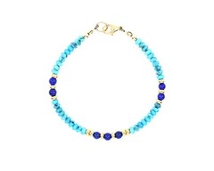 Kingman Turquoise and Blue Lapis Bracelet with 14k Solid Gold Accents