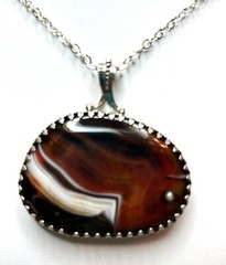 Natural Black Sardonyx, Sterling Silver Handmade Pendant, Free Sterling Chain