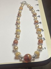 Artisan Handcrafted Art Deco Lampwork Glass Jewelry Amber fromChaos Necklace #4