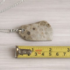 Petoskey Stone Necklace Michigan Fossil Pendant Statement Jewelry
