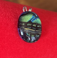 Dichroic Glitter Glass Multi-Wave Color Blue Green Gold Black Iridescent Pendant