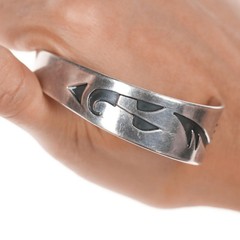 6.375″ Vintage Native American overlay style sterling cuff bracelet