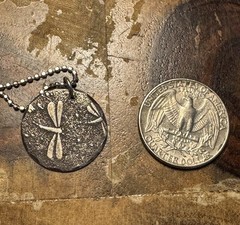 Dragonfly Nature Pendant Necklace Sterling Silver Handmade 18” Chain