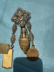 Antique VICTORIAN CHATELAINE WITH 3 ACCESSORIES