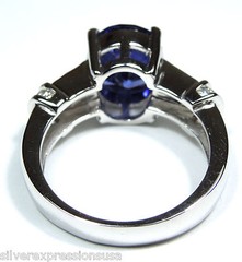 3.85 Carats Tanzanite & Blue Fire Opal Inlay 925 Sterling Silver Ring Sz 6,7,8,9