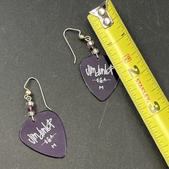 Jim Dunlop USA M Purple Guitar Pick Earrings Rock & Roll Music Pierced Dangle