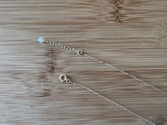 New! White Topaz & Sterling Silver Bar Necklace Handmade 16 1/2-17 3/4 in. -N250