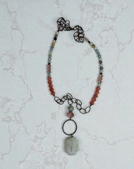 Handmade Multicolor Stone Beaded Pendant Statement Necklace 22″ Scooples Jewelry