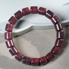 Indian Purple Rosewood Barrel-Bead Buddhist Prayer Bead Bracelet for Meditation