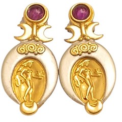 Tagliamonte Sterling Silver Gold Vermeil Artemis goddess Amethyst Earrings