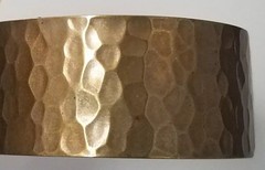 SIGNED JAN MICHAELS SAN FRANCISCO CUFF BRONZE COPPER HAMMERED BRACELET STONE
