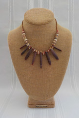 Sea Urchin Spiky Shell Necklace Choker Handmade Barrel Clasp Seed Bead Brown