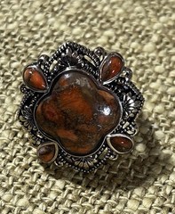 Barse Jewelry Jasper Natural Stone Bronze Statement Ring Size 7
