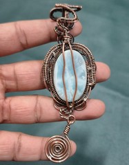 Handmade Larimar Pendant Copper wire Wrap Jewelry Handmade Gemstone Jewelry