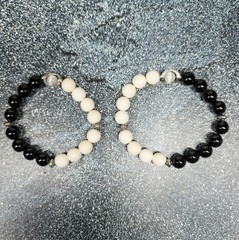 16cm White Jade and Black Agate Bracelet by Ulara Moon
