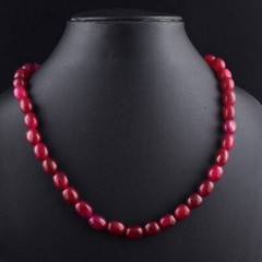 Wonderful 323 Cts Pink Ruby Beaded Oval Shape Awesome Necklace Jewelry AK 29E555