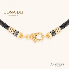 Braided Genuine Leather Cord Necklace, 925 Sterling Silver & 24 Gold Filled