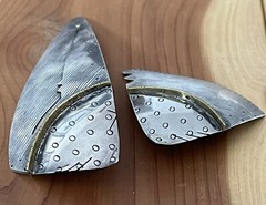 Artisan 1970s Signed ©CAF Sterling Modernist Abstract Drop Dangle Post Earrings