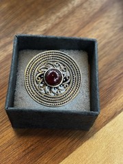 Red Garnet Ornate Statement Cocktail 925 Sterling Silver Ring Size 8.25