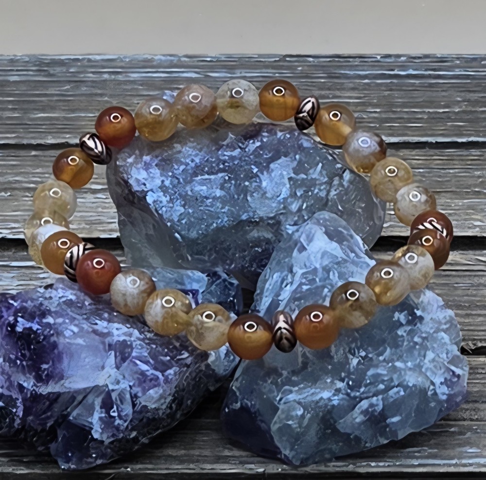 Citrine, Carnelian and Copper Beaded Bracelet