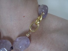 Necklace Amethyst Large Stones Pale Purple 19″ 48.5cm silver clasp Аметист натур