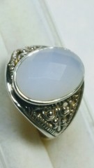 DREAMY NATURAL CHALCEDONY IN STERLING SILVER.925 DESIGNER RING SIZE 8.25-8.5!