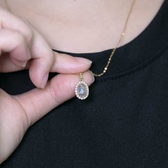 Halo Diamond Tsavorite Australian Black Opal Necklace 18k Yellow Gold