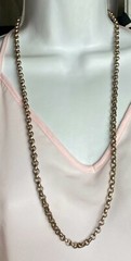 Costume Fashion Jewelry Necklace 29 in silver goldish tone link chain Well Made
