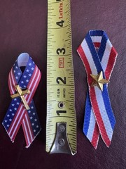 USA Patriotic Red White & Blue Ribbon Star & Cross Pin – PNP