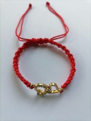 Handmade Friendship Bracelet Red Nylon with Heart Charm Bracelet