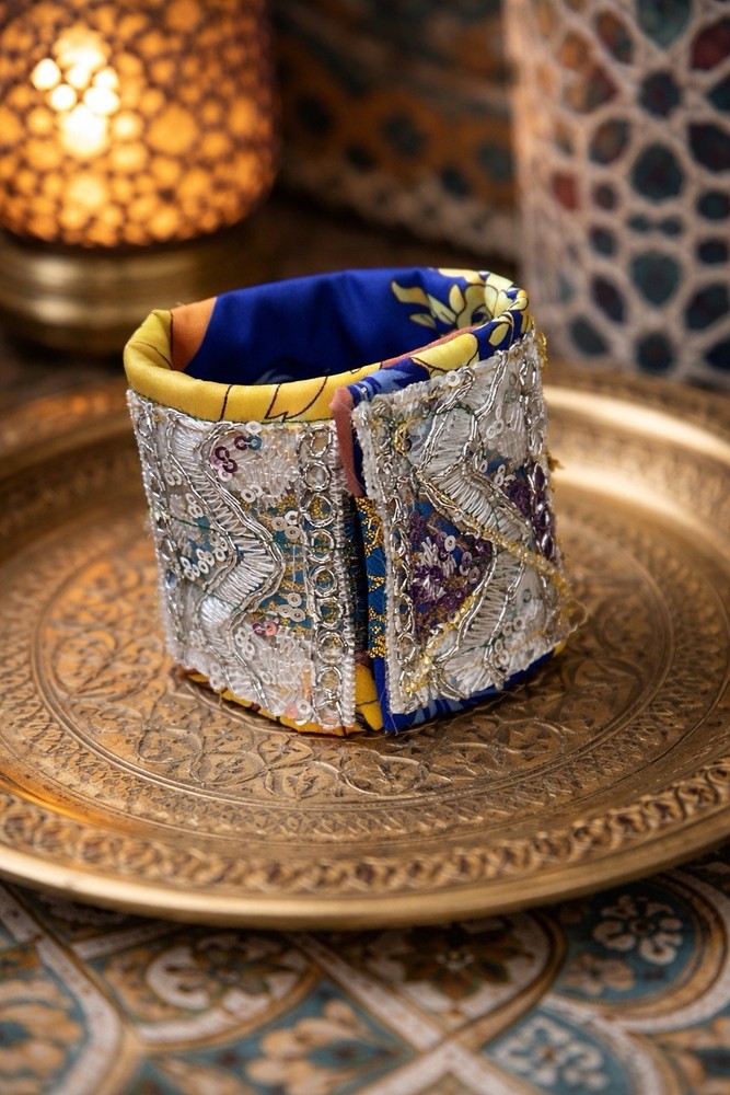Artisan OOAK Moroccan Inspired Handmade Embellished Cuff Bracelet Embellished 7’