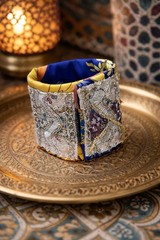 Artisan OOAK Moroccan Inspired Handmade Embellished Cuff Bracelet Embellished 7’