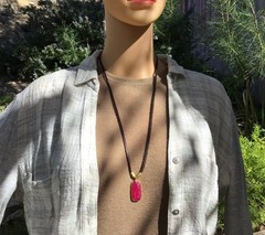 $490 Ruby Sundance Charm Necklace leather suede cord handmade artisan jewelry