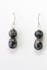 Larvikite Black Labradorite 8mm Ball Gemstone .925 Sterling Silver Earrings