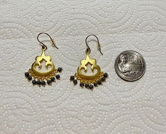 22k Gold Plated Earrings with Chalcedony Gem Chandelier Marked 925 Silver